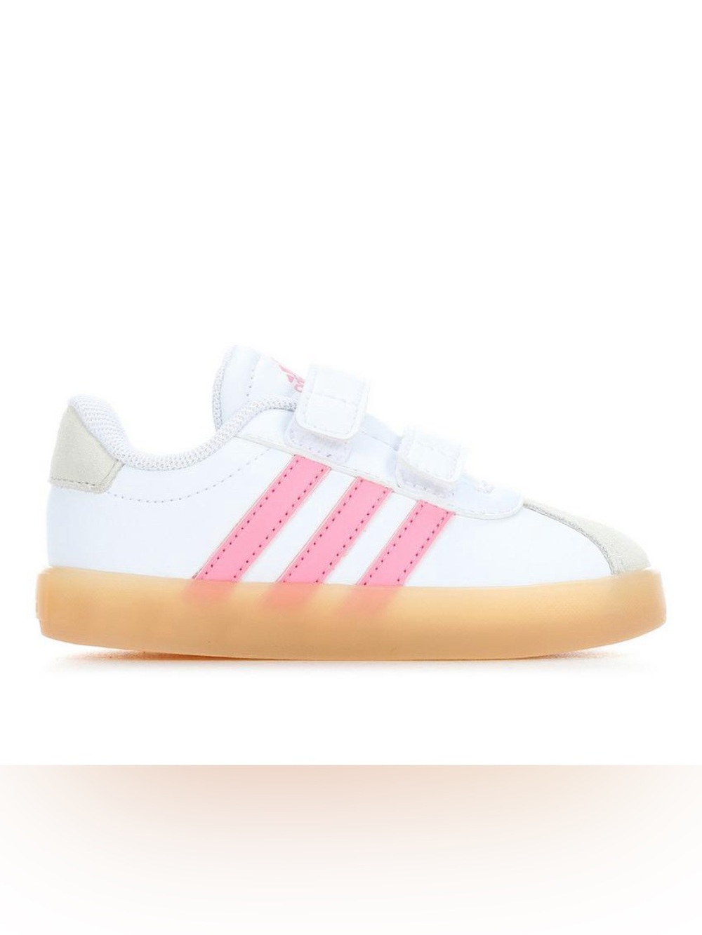 Toddler Adidas White Sneakers with Pink Stripes